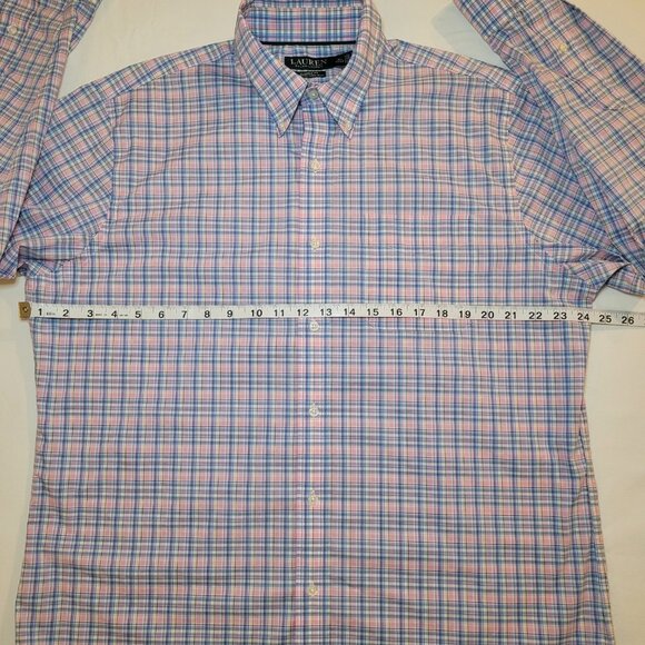 Lauren Ralph Lauren Button Up Shirt Mens Plaid 16 1/2 x 34/35 Preppy Academia - Picture 8 of 9